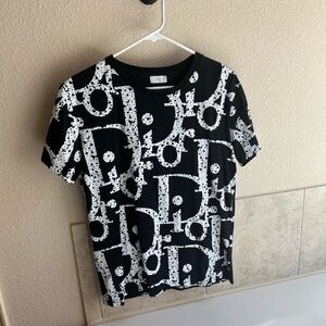 Dior Black and White Graphic Tee Short Sleeve